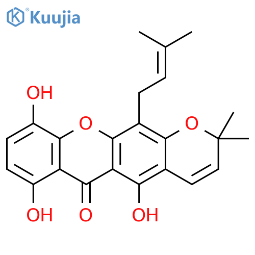 2H,6H-Pyrano[3,2-b]xanthen-6-one, 5,7,10-trihydroxy-2,2-dimethyl-12-(3-methyl-2-buten-1-yl)- structure