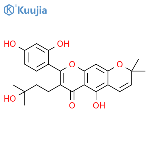 2H,6H-Benzo[1,2-b:5,4-b']dipyran-6-one, 8-(2,4-dihydroxyphenyl)-5-hydroxy-7-(3-hydroxy-3-methylbutyl)-2,2-dimethyl- structure