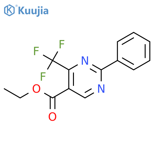 5-Pyrimidinecarboxylic acid, 2-phenyl-4-(trifluoromethyl)-, ethyl ester structure