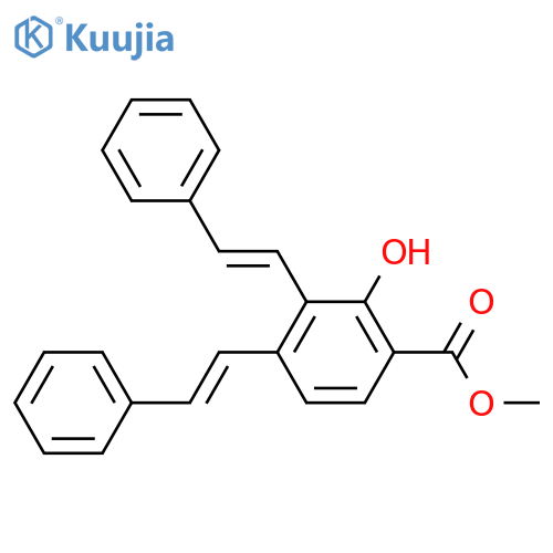 Benzoic acid, 2-hydroxybis(2-phenylethenyl)-, methyl ester structure