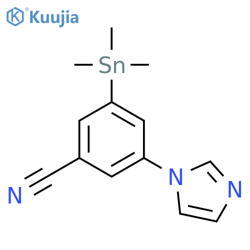 Benzonitrile, 3-(1H-imidazol-1-yl)-5-(trimethylstannyl)- structure