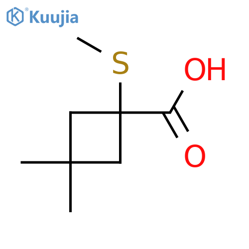 3,3-Dimethyl-1-(methylsulfanyl)cyclobutane-1-carboxylic acid structure