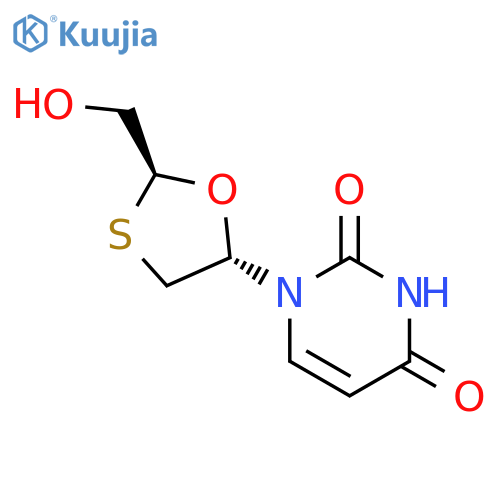 2,4(1H,3H)-Pyrimidinedione,1-[2-(hydroxymethyl)-1,3-oxathiolan-5-yl]-, (2S-trans)- (9CI) structure