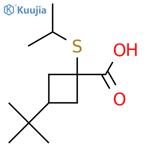 3-tert-butyl-1-(propan-2-ylsulfanyl)cyclobutane-1-carboxylic acid structure