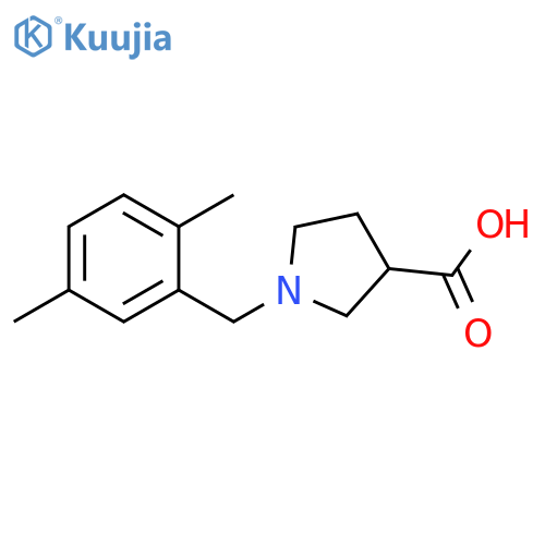 1-[(2,5-dimethylphenyl)methyl]pyrrolidine-3-carboxylic acid structure