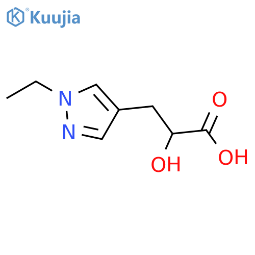 3-(1-ethyl-1H-pyrazol-4-yl)-2-hydroxypropanoic acid structure