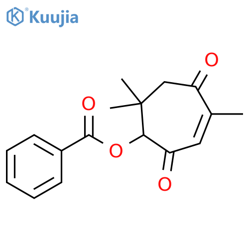 2-Cycloheptene-1,4-dione, 5-(benzoyloxy)-2,6,6-trimethyl- structure