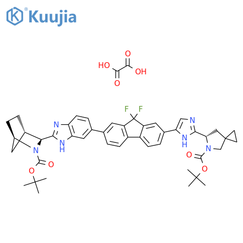 (1R,3S,4S)-tert-Butyl 3-(6-(7-(2-((S)-5-(tert-butoxycarbonyl)-5-azaspiro[2.4]heptan-6-yl)-1H-imidazol-5-yl)-9,9-difluoro-9H-fluoren-2-yl)-1H-benzo[d]imidazol-2-yl)-2-azabicyclo[2.2.1]heptane-2-carboxylate oxalate structure