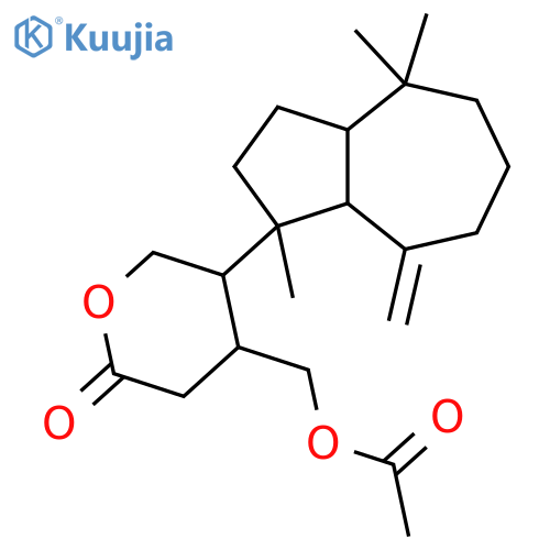 2H-Pyran-2-one,4-[(acetyloxy)methyl]-5-(decahydro-1,4,4-trimethyl-8-methylene-1-azulenyl)tetrahydro-(9CI) structure