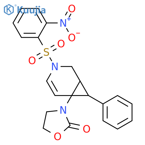 2-Oxazolidinone, 3-[(1S,6R,7S)-3-[(2-nitrophenyl)sulfonyl]-7-phenyl-3-azabicyclo[4.1.0]hept-4-en-6-yl]- structure
