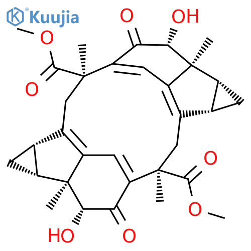 4,6:10,12-Diethanobiscyclopropa[3,4]cyclopenta[1,2-a:1',2'-g]cyclododecene-3,9-dicarboxylicacid,1,1a,2,3,6,6a,7,7a,8,9,12,12a-dodecahydro-13,15-dihydroxy-3,6,9,12-tetramethyl-14,16-dioxo-,3,9-dimethyl ester, (1aS,3R,6S,6aR,7aS,9R,12S,12aR,13R,15R)- structure