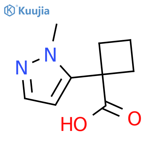 1-(1-methyl-1H-pyrazol-5-yl)cyclobutane-1-carboxylic acid structure