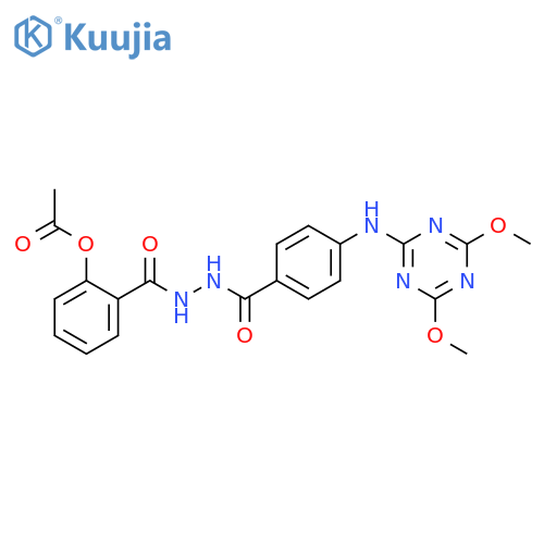 Benzoic acid, 2-(acetyloxy)-, 2-[4-[(4,6-dimethoxy-1,3,5-triazin-2-yl)amino]benzoyl]hydrazide structure