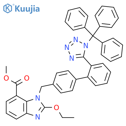 1H-Benzimidazole-7-carboxylic acid, 2-ethoxy-1-[[2'-[1-(triphenylmethyl)-1H-tetrazol-5-yl][1,1'-biphenyl]-4-yl]methyl]-, methyl ester structure