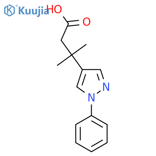 3-methyl-3-(1-phenyl-1H-pyrazol-4-yl)butanoic acid structure