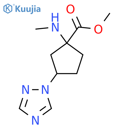 methyl 1-(methylamino)-3-(1H-1,2,4-triazol-1-yl)cyclopentane-1-carboxylate structure