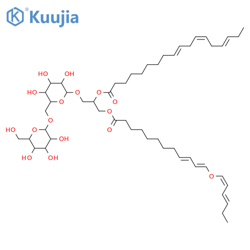 Glycerol 1,2-dialkanoates; Glycerol 1-[12-(1Z,3Z-hexadienyloxy)-9Z,11E-dodecadienoate] 2-(9Z,12Z,15Z-octadecatrienoate), 3-O-[α-D-Galactopyranosyl-(1→6)-β-D-galactopyranoside] structure