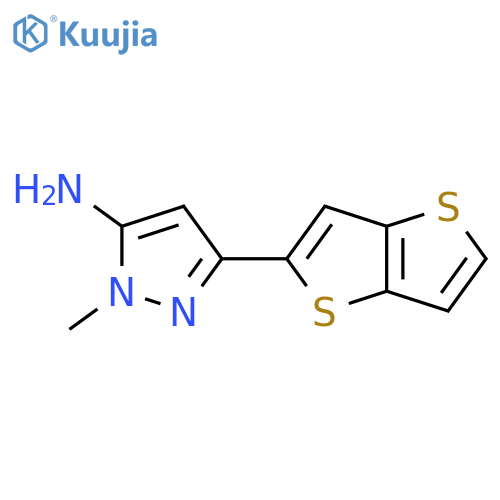 1-methyl-3-{thieno3,2-bthiophen-2-yl}-1H-pyrazol-5-amine structure