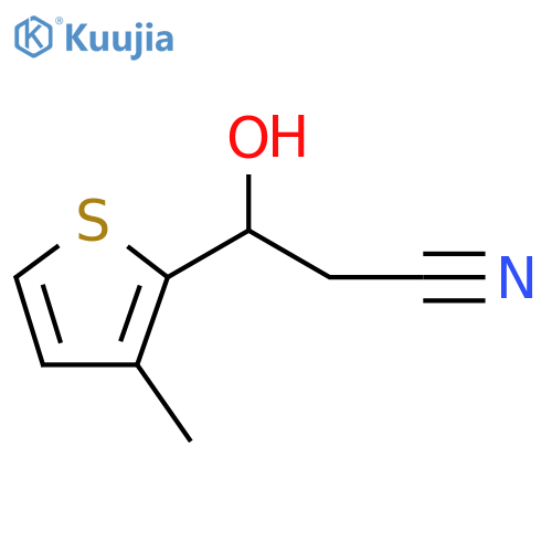 3-hydroxy-3-(3-methylthiophen-2-yl)propanenitrile structure