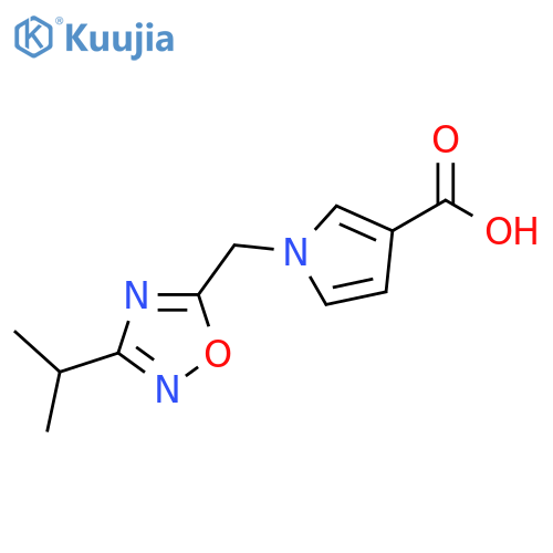 1-((3-isopropyl-1,2,4-oxadiazol-5-yl)methyl)-1H-pyrrole-3-carboxylic acid structure