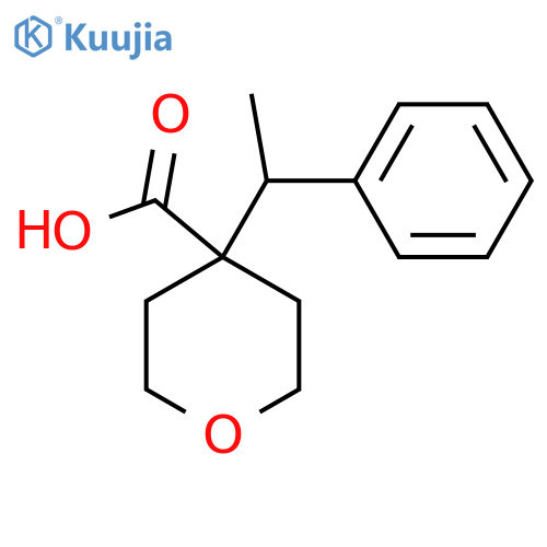 4-(1-phenylethyl)oxane-4-carboxylic acid structure