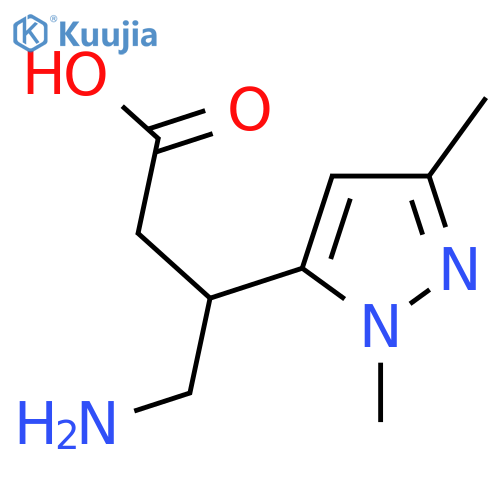 4-amino-3-(1,3-dimethyl-1H-pyrazol-5-yl)butanoic acid structure
