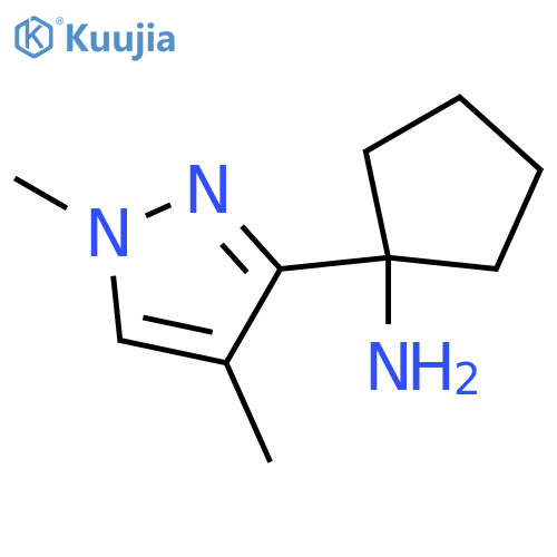 1-(1,4-dimethyl-1H-pyrazol-3-yl)cyclopentan-1-amine structure
