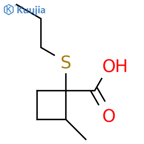 2-methyl-1-(propylsulfanyl)cyclobutane-1-carboxylic acid structure