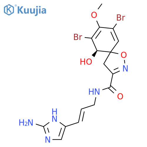 1-Oxa-2-azaspiro[4.5]deca-2,6,8-triene-3-carboxamide,N-[(2Z)-3-(2-amino-1H-imidazol-4-yl)-2-propenyl]-7,9-dibromo-10-hydroxy-8-methoxy-,(5S,10R)- (9CI) structure