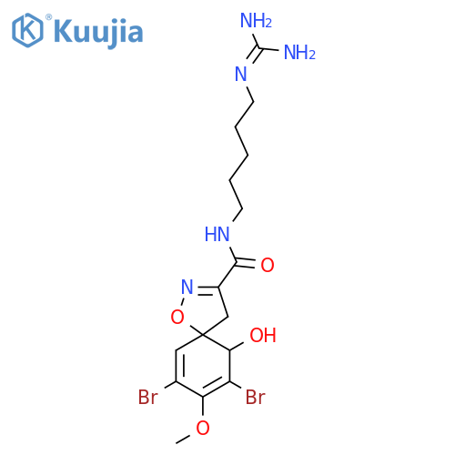 1-Oxa-2-azaspiro[4.5]deca-2,6,8-triene-3-carboxamide,N-[5-[(aminoiminomethyl)amino]pentyl]-7,9-dibromo-10-hydroxy-8-methoxy-,(5S,10R)- structure