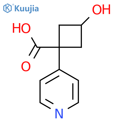 3-Hydroxy-1-(pyridin-4-yl)cyclobutane-1-carboxylic acid structure