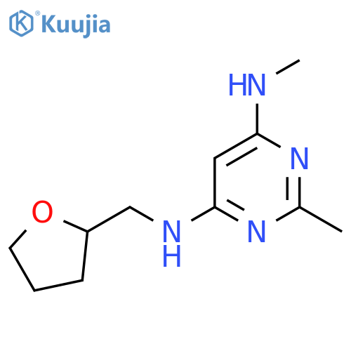 N4,2-Dimethyl-N6-((tetrahydrofuran-2-yl)methyl)pyrimidine-4,6-diamine structure