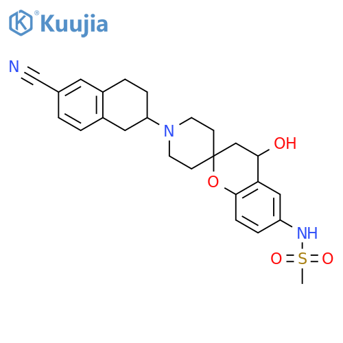 Methanesulfonamide,N-[(4R)-1'-[(2R)-6-cyano-1,2,3,4-tetrahydro-2-naphthalenyl]-3,4-dihydro-4-hydroxyspiro[2H-1-benzopyran-2,4'-piperidin]-6-yl]-,rel- structure