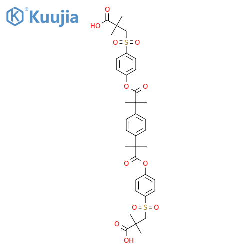 1,4-Benzenediaceticacid, a1,a1,a4,a4-tetramethyl-,1,4-bis[4-[(2-carboxy-2-methylpropyl)sulfonyl]phenyl] ester structure