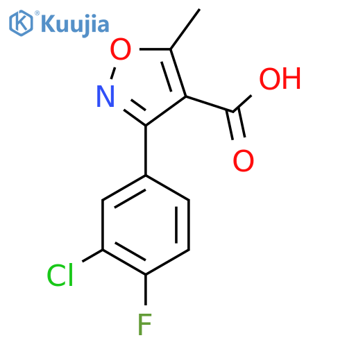 3-(3-Chloro-4-fluorophenyl)-5-methylisoxazole-4-carboxylic acid structure