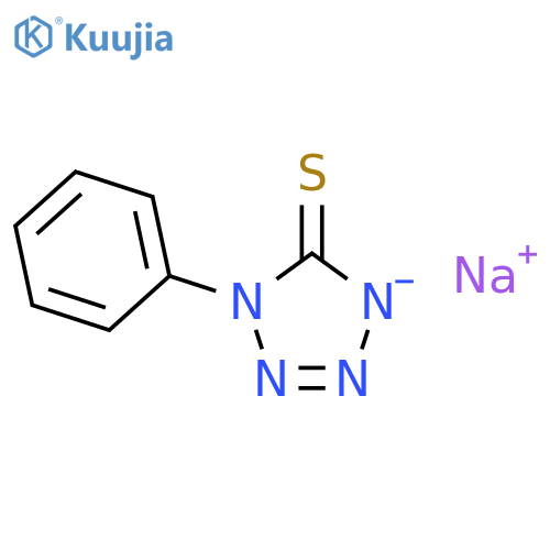 5H-Tetrazole-5-thione,1,2-dihydro-1-phenyl-, sodium salt (1:1) structure