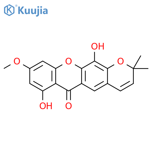 2H,6H-Pyrano[3,2-b]xanthen-6-one,7,12-dihydroxy-9-methoxy-2,2-dimethyl- structure