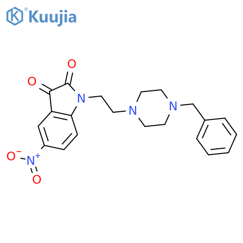 1H-Indole-2,3-dione, 5-nitro-1-[2-[4-(phenylmethyl)-1-piperazinyl]ethyl]- structure