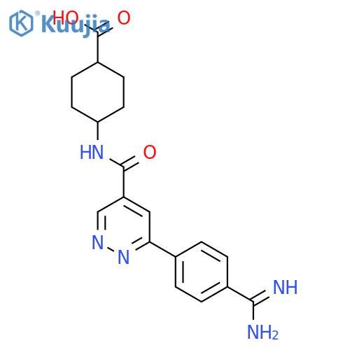 Cyclohexanecarboxylicacid, 4-[[[6-[4-(aminoiminomethyl)phenyl]-4-pyridazinyl]carbonyl]amino]-,trans- structure