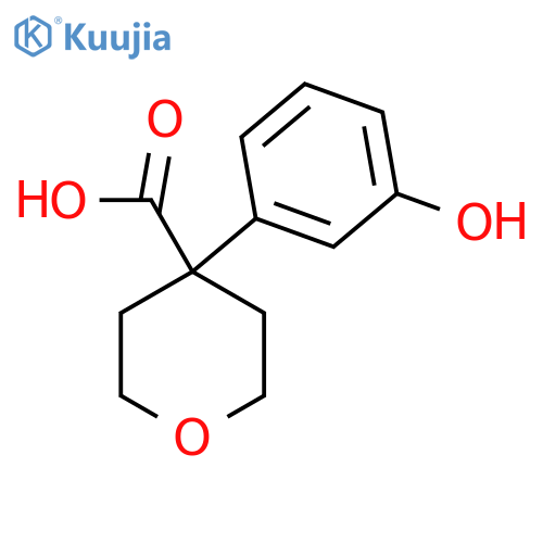 4-(3-hydroxyphenyl)oxane-4-carboxylic acid structure