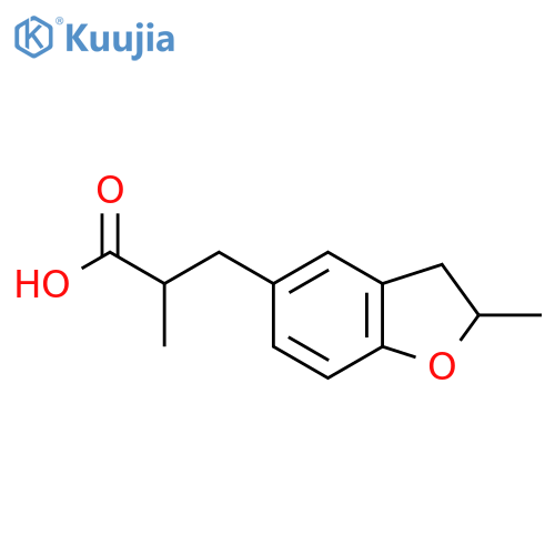 2-methyl-3-(2-methyl-2,3-dihydro-1-benzofuran-5-yl)propanoic acid structure