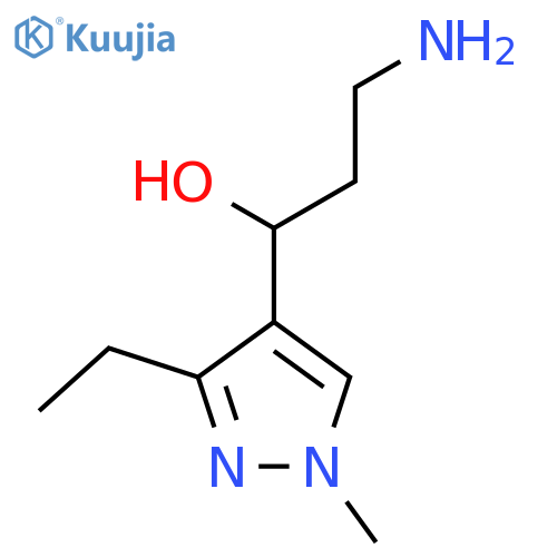 3-amino-1-(3-ethyl-1-methyl-1H-pyrazol-4-yl)propan-1-ol structure