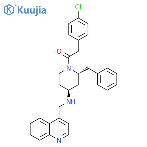 4-Piperidinamine, 1-[(4-chlorophenyl)acetyl]-2-(phenylmethyl)-N-(4-quinolinylmethyl)-, trans- (9CI) structure