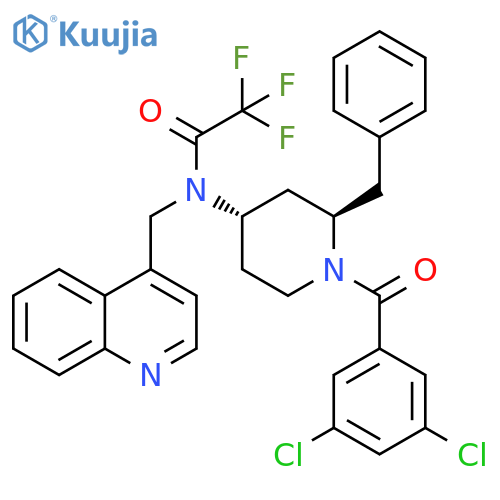 Acetamide, N-[1-(3,5-dichlorobenzoyl)-2-(phenylmethyl)-4-piperidinyl]-2,2,2-trifluoro-N-(4-quinolinylmethyl)-, trans- (9CI) structure
