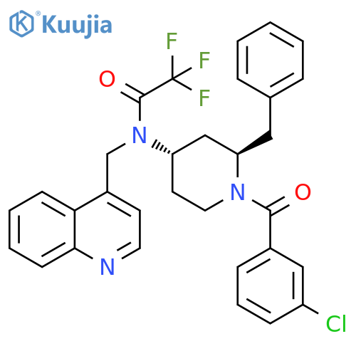 Acetamide, N-[1-(3-chlorobenzoyl)-2-(phenylmethyl)-4-piperidinyl]-2,2,2-trifluoro-N-(4-quinolinylmethyl)-, trans- (9CI) structure