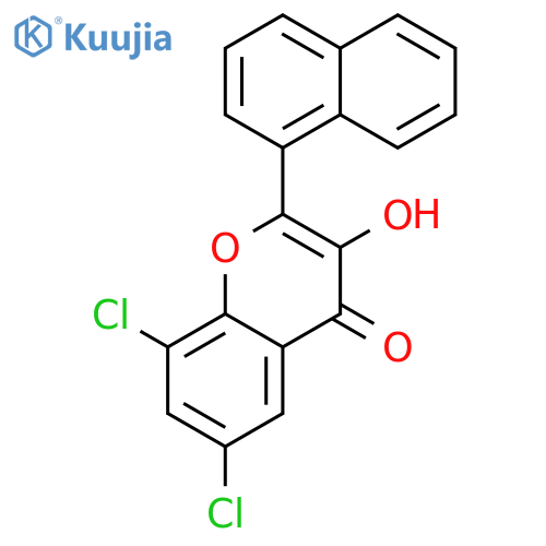 4H-1-Benzopyran-4-one, 6,8-dichloro-3-hydroxy-2-(1-naphthalenyl)- structure