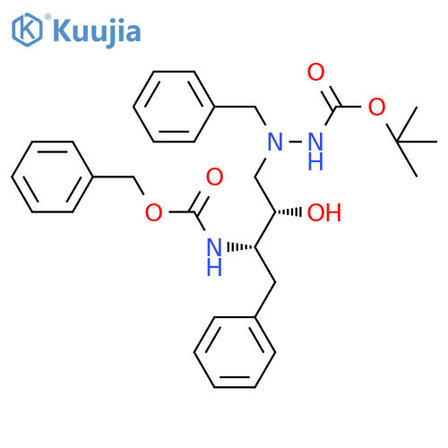 Hydrazinecarboxylicacid,2-[(2S,3S)-2-hydroxy-4-phenyl-3-[[(phenylmethoxy)carbonyl]amino]butyl]-2-(phenylmethyl)-,1,1-dimethylethyl ester structure