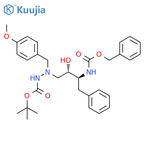 Hydrazinecarboxylicacid,2-[2-hydroxy-4-phenyl-3-[[(phenylmethoxy)carbonyl]amino]butyl]-2-[(4-methoxyphenyl)methyl]-,1,1-dimethylethyl ester, [S-(R*,R*)]- (9CI) structure