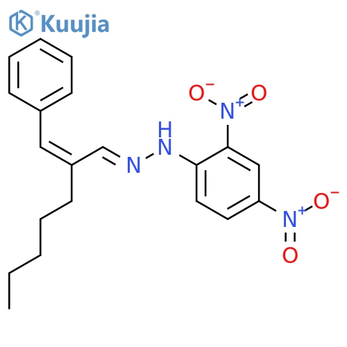 Heptanal,2-(phenylmethylene)-, 2-(2,4-dinitrophenyl)hydrazone structure