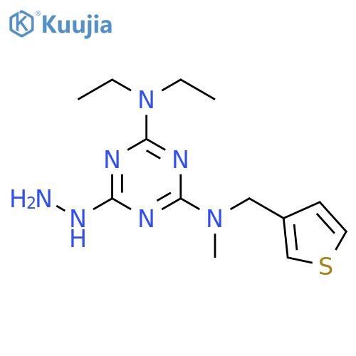 2-N,2-N-Diethyl-6-hydrazinyl-4-N-methyl-4-N-(thiophen-3-ylmethyl)-1,3,5-triazine-2,4-diamine structure